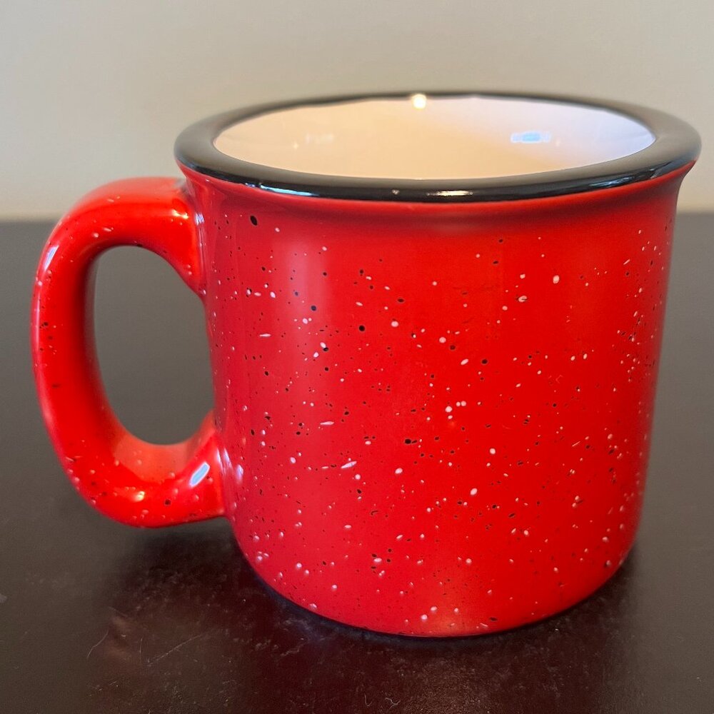 Red Speckled Stoneware Campfire Coffee Cup Mug Flat Brim Soup Bowl 14oz Camping